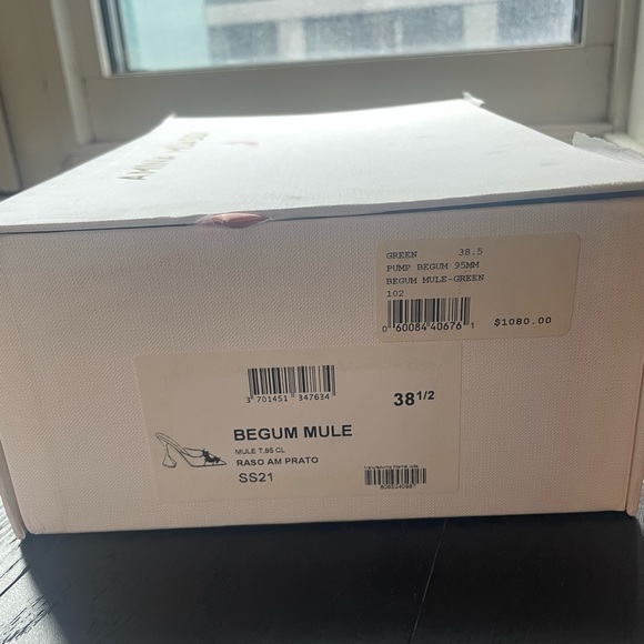 Amina Muaddi Begum Green “Frog” Satin Martini Heels 95mm Sz 38.5 - Picture 10 of 10